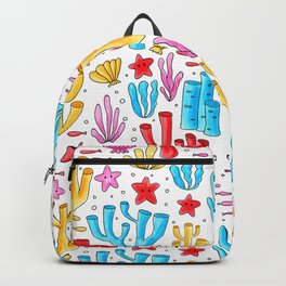 Corals Painted Underwater Pattern Backpack | Fishes, Graphicdesign, Colouring, Coralreef, Oceanpattern, Coralreefpattern, Painted, Coloring, Seastar, Pattern 