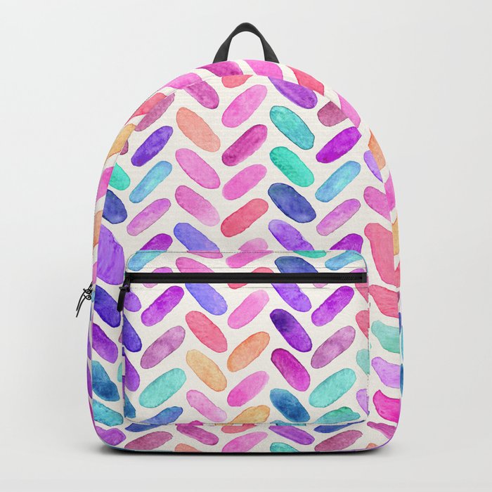 Rainbow Herringbone Watercolor Oblongs Backpack