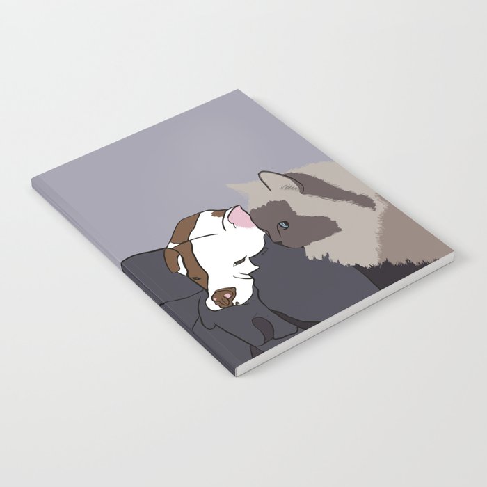 A Pit Bull and Her Kitty Notebook | Drawing, Digital, Pit-bull, Rag-doll, Blue-point, Cat, Dog, Cat-and-dog, Blue-eyes, Kitty