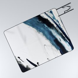 Reykjavik: a pretty and minimal mixed media piece in black, white, and blue Picnic Blanket
