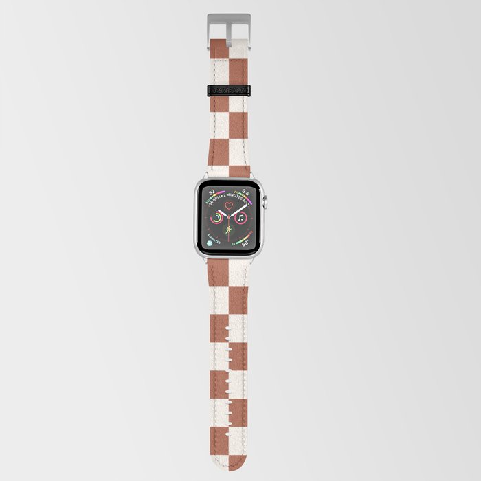 Check Rust Checkered Checkerboard Geometric Earth Tones Terracotta Modern Minimal Chocolate Pattern Apple Watch Band