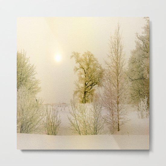 Golden Winter Forest Metal Print