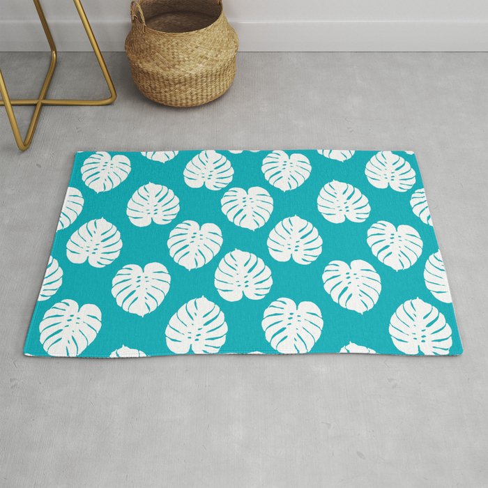 Monstera House Plant Pattern Tropical Summer Bright Happy Home Decor Gifts For Dorm Room Rug By Charlottewinter