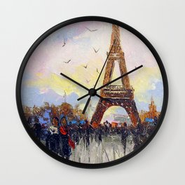 Romantic walk in Paris Wall Clock