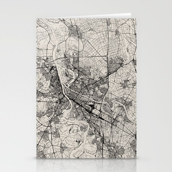 Mannheim, Germany - Black and White City Map Stationery Cards