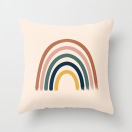 Mid Century Modern Abstract Rainbow Throw Pillow