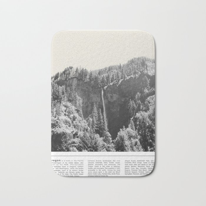 Multnomah Falls From a Distance | Travel Photography Minimalism | Black and White Bath Mat