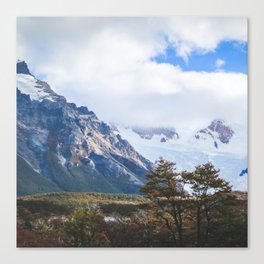 Argentina Photography - Huge Mountain Under The Cloudy Blue Sky Canvas Print