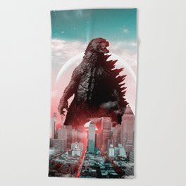 Godzilla City Fantasy Beach Towel