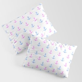 Pink and Blue Nautical Anchors Pillow Sham