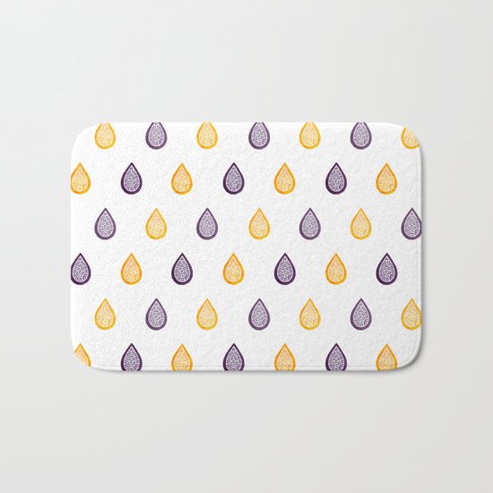 Yellow and purple raindrops Bath Mat