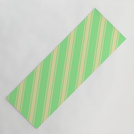 [ Thumbnail: Light Green and Pale Goldenrod Colored Lined/Striped Pattern Yoga Mat ]