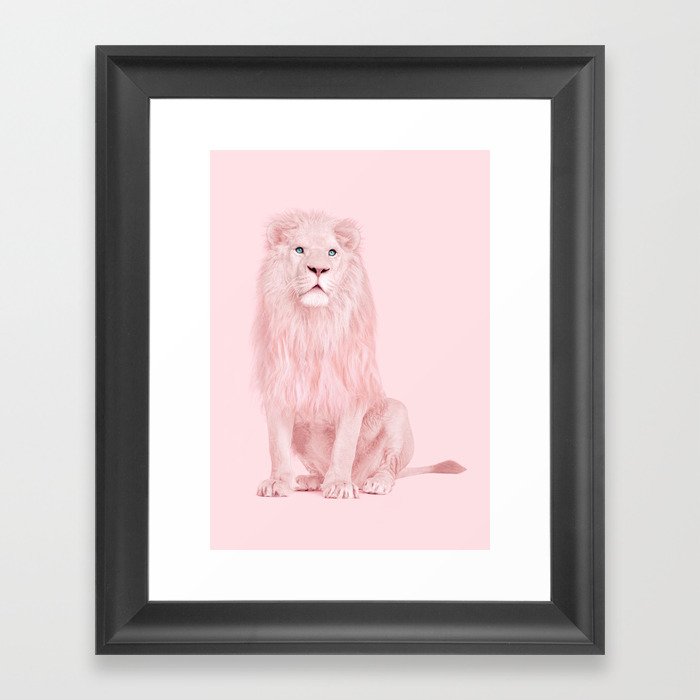 PINK LION Framed Art Print by Paul Fuentes Society6