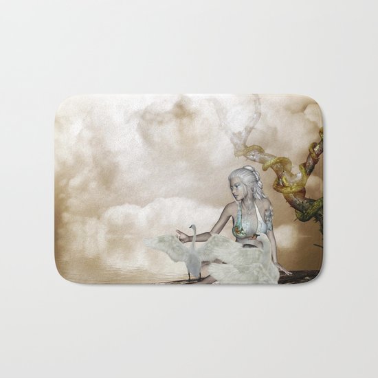 Fairy and the swan Bath Mat