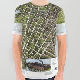 View of Bridgeport, Ct. 1875 vintage pictorial map All Over Graphic Tee