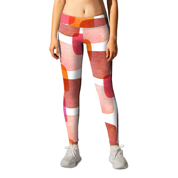 Modern Abstract Squares - Warm Color Palette  Leggings