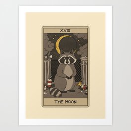 The Moon - Raccoons Tarot Art Print