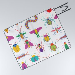 AB038 Cute Bugs and Insects Illustration and Pattern Picnic Blanket