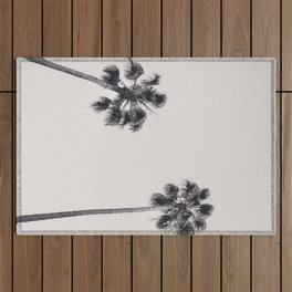 Palm Trees Black and White Outdoor Rug