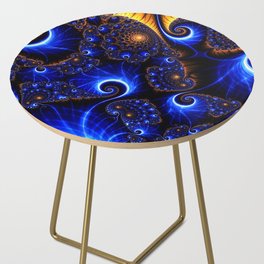 Gold And Blue Flowers Side Table