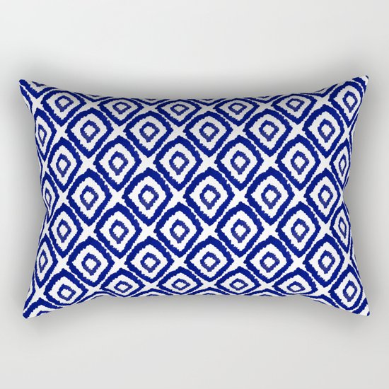 Ikat blue indigo painting modern abstract pattern print ink splash painterly brushstrokes classic Rectangular Pillow