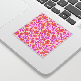 Tropical Blooms Pattern - Pink and Orange Sticker