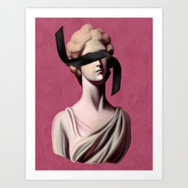 Black Ribbon Lady (pink) Art Print