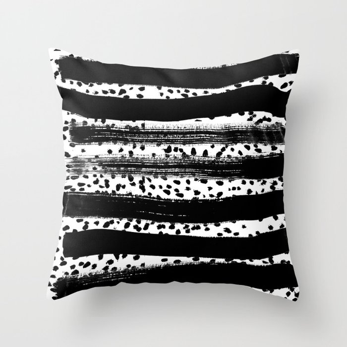 Iver - black and white minimal painting abstract art brooklyn trendy urban street city art work  Throw Pillow