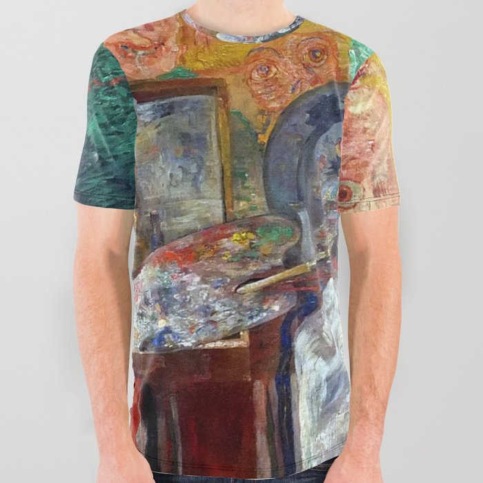 Attributes of an artist's studio & palette surrealism portrait painting by James Ensor All Over Graphic Tee