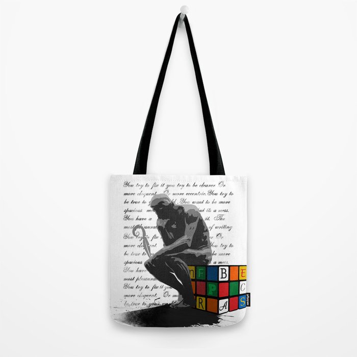 Writer S Block The Thinker Rubrix Cube Illustration Tote Bag By Sassanfilsoof Society6
