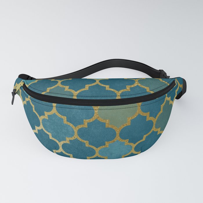 Diamond Mosaic Teal Gold Fanny Pack
