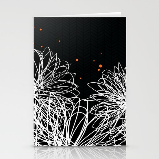 Black Doodle Floral by Friztin Stationery Cards