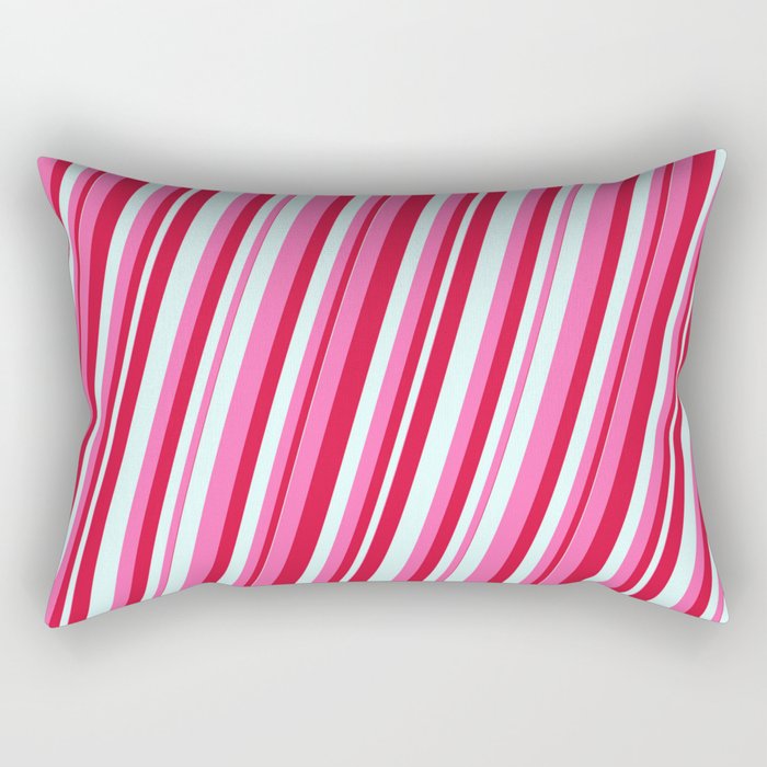 Hot Pink, Crimson, and Light Cyan Colored Lines Pattern Rectangular Pillow