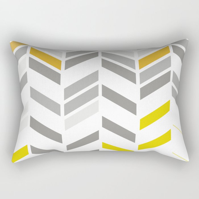 Deconstructed Chevron A – Gray / Yellow / Orange Pattern Print Rectangular Pillow