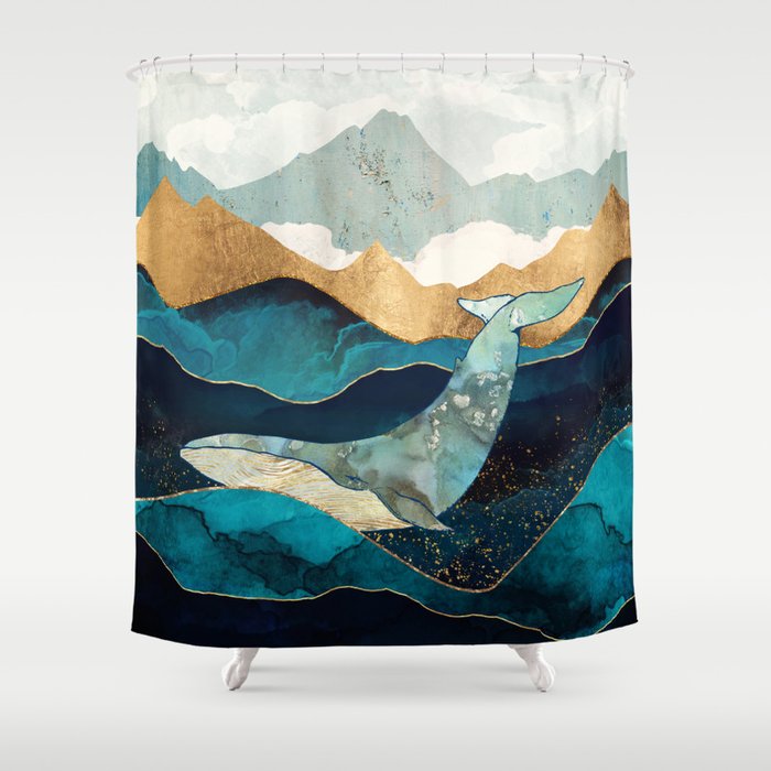 whale shower curtain society6