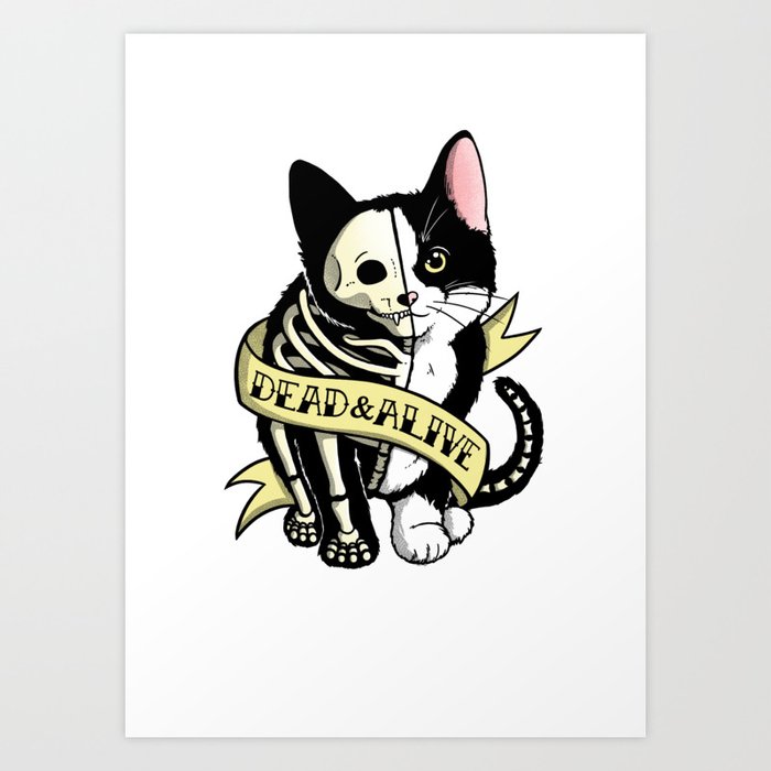 Schrodinger Cat Tattoo Ink Dead And Alive Art Print By Nemimakeit