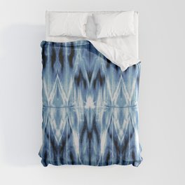 Blue Satin Shibori Argyle Duvet Cover