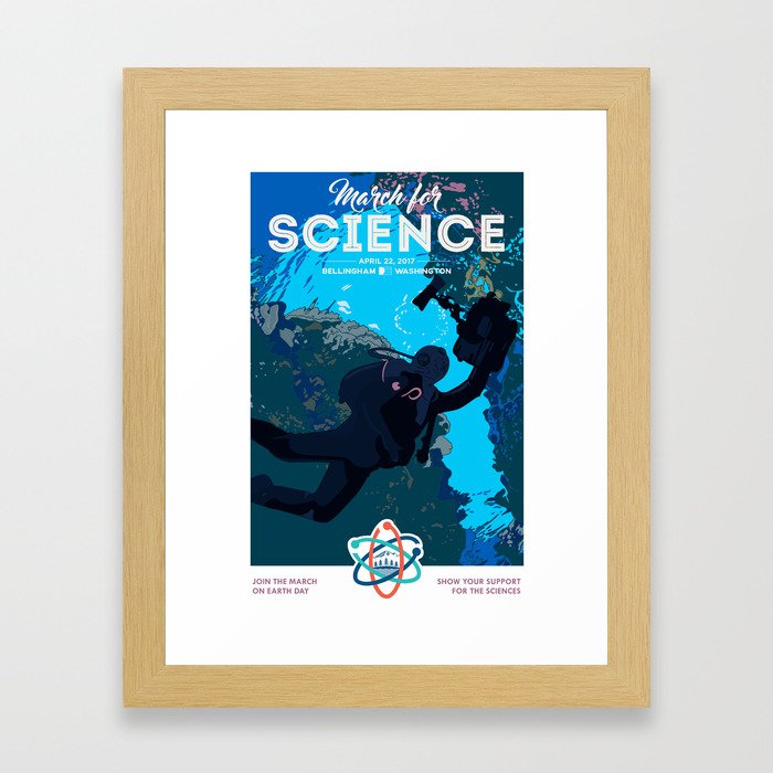March For Science : Marine Biology Framed Art Print