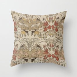 Antique Iranian Lampas Weave of Goatherds in a Landscape Throw Pillow