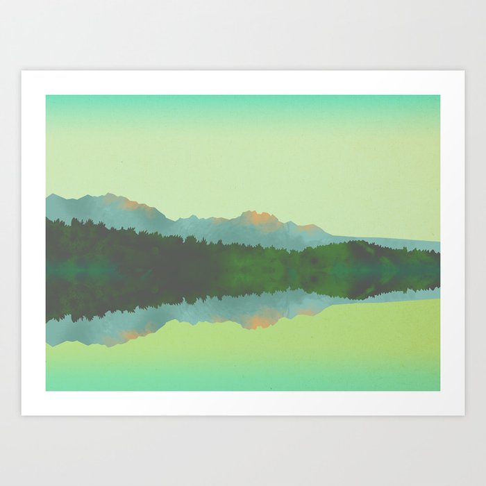 Lake Morning - Green Art Print