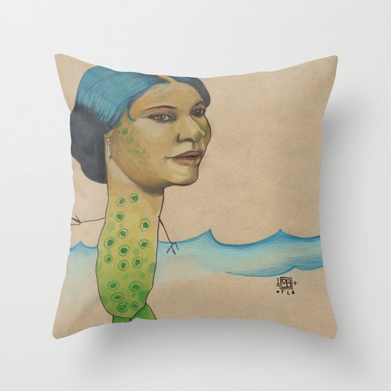 LONELY MERMAID Throw Pillow