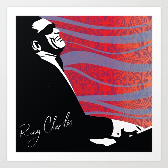 Retro Graffiti Ray Charles Jazz Poster Art Print