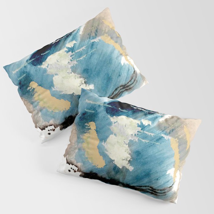 You are an Ocean - abstract India Ink & Acrylic in blue, gray, brown, black and white Pillow Sham