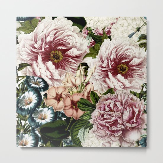 Vintage Peony and Ipomea Pattern - Smelling Dreams on #Society6 Metal Print