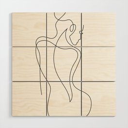 Continious Line Woman Body Drawing Wood Wall Art