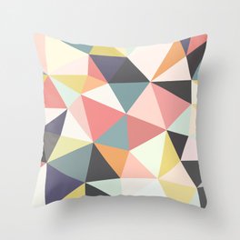 Deco Tris Throw Pillow | Pink, Grey, Vector, Abstract, Geometric, Gray, Graphicdesign, Pattern, Graphic Design, Coral 
