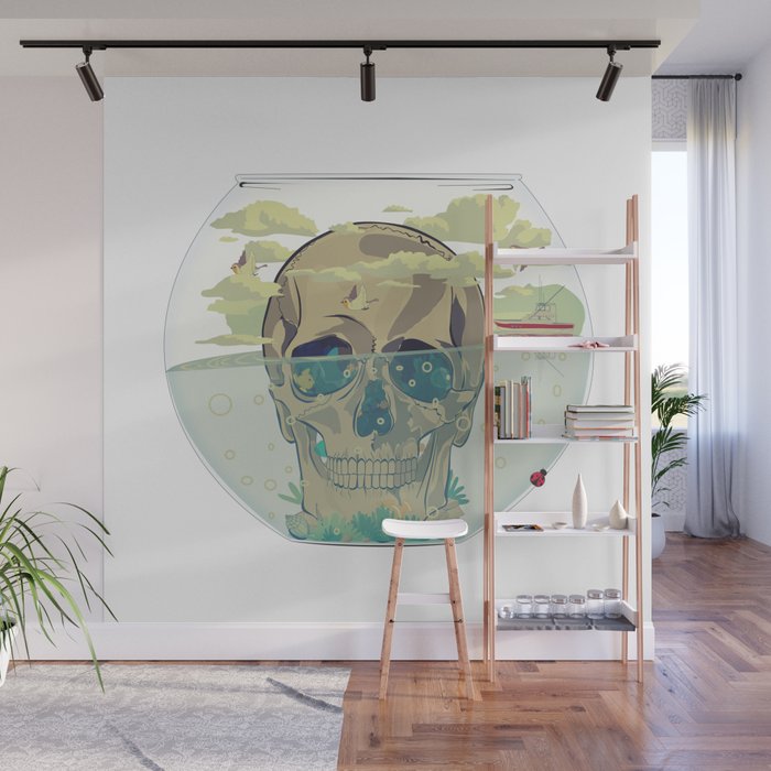 Skull in a Bowl Wall Mural