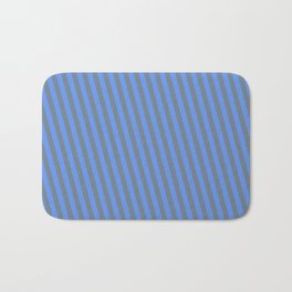 [ Thumbnail: Slate Gray and Cornflower Blue Colored Pattern of Stripes Bath Mat ]