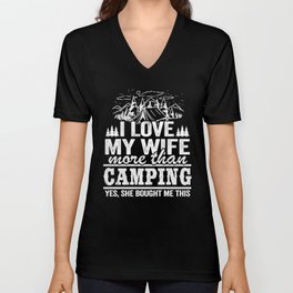 Husband Camping Lover Funny Quote Camper Outdoor Gift Unisex V-Neck