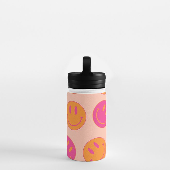 Large Pink and Orange Groovy Smiley Face Pattern - Retro Aesthetic Water  Bottle by Aesthetic Wall Decor by SB Designs